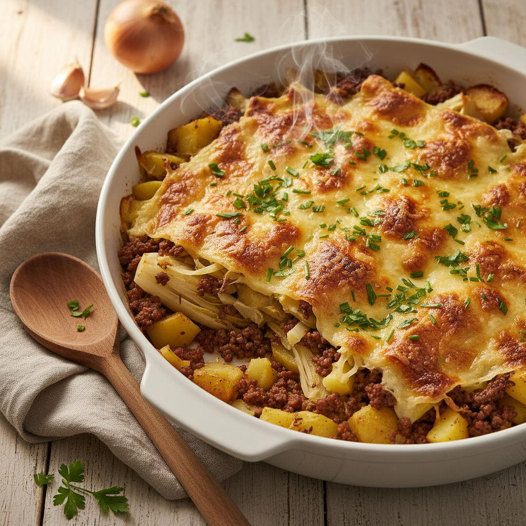Hollandse Witlofschotel met Gehakt en Aardappelen